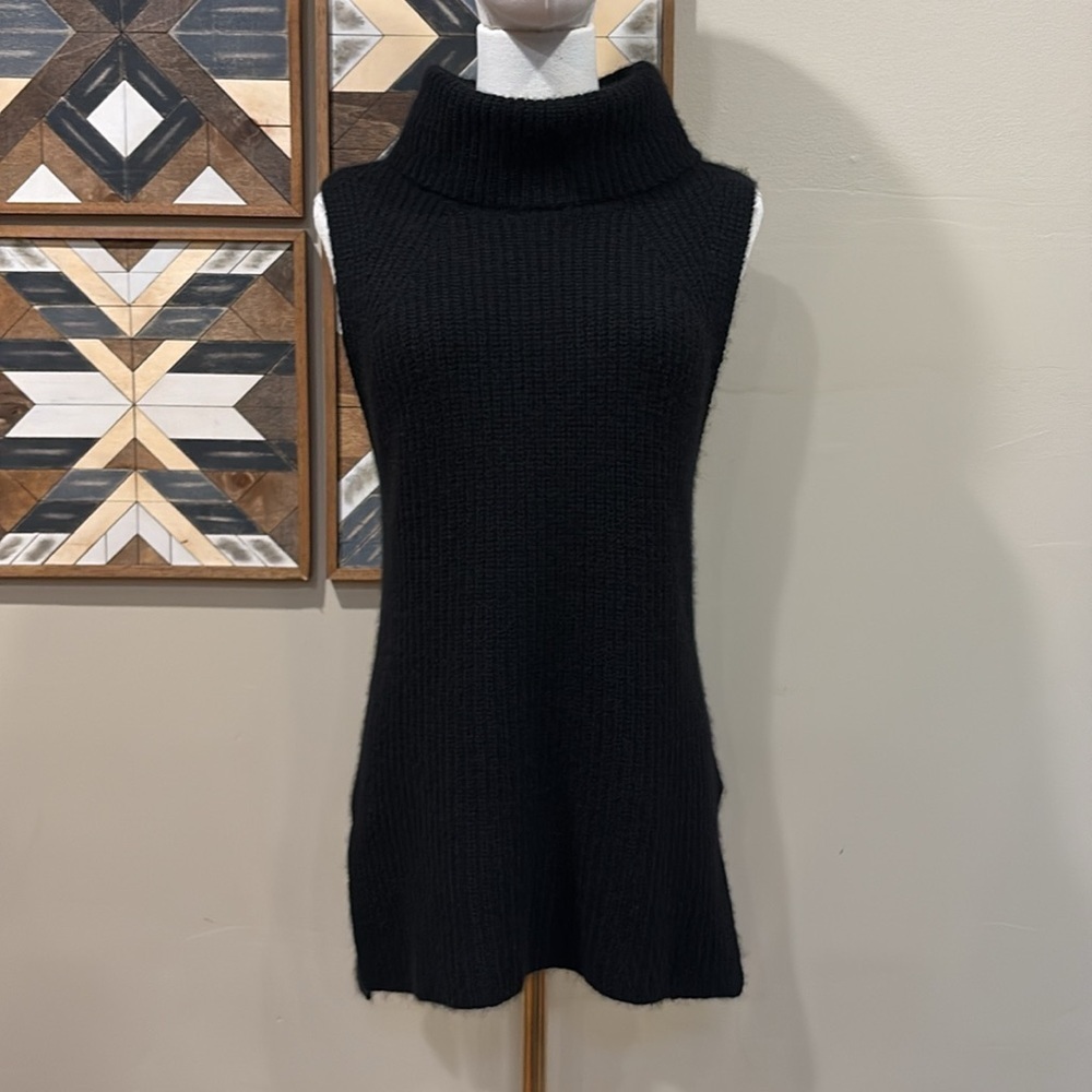 NakedCashmere Black Cowl Neck Sleeveless Sweater Tunic Medium